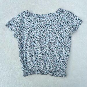 Ditzy Shirted Waist Shirt Floral Top Sz.XS